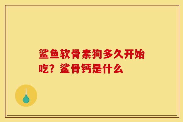 鲨鱼软骨素狗多久开始吃？鲨骨钙是什么