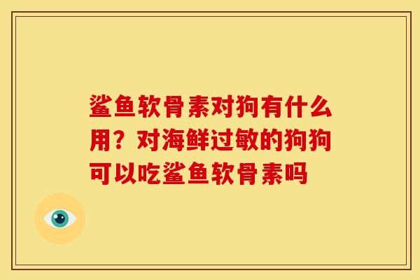 鲨鱼软骨素对狗有什么用？对海鲜过敏的狗狗可以吃鲨鱼软骨素吗