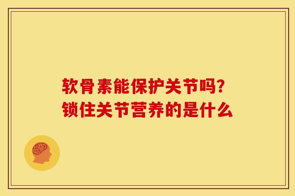 软骨素能保护关节吗？锁住关节营养的是什么