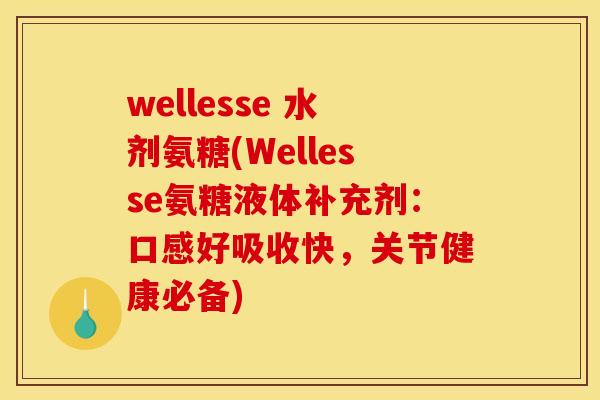 wellesse 水剂氨糖(Wellesse氨糖液体补充剂：口感好吸收快，关节健康必备)
