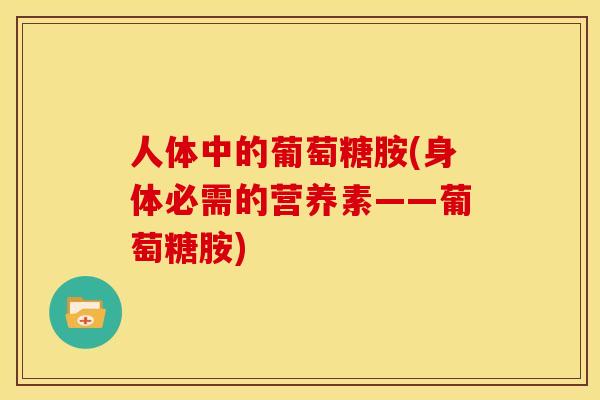 人体中的葡萄糖胺(身体必需的营养素——葡萄糖胺)