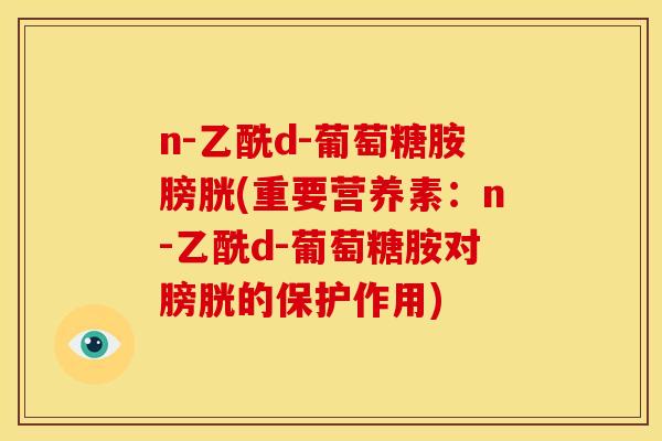 n-乙酰d-葡萄糖胺膀胱(重要营养素：n-乙酰d-葡萄糖胺对膀胱的保护作用)