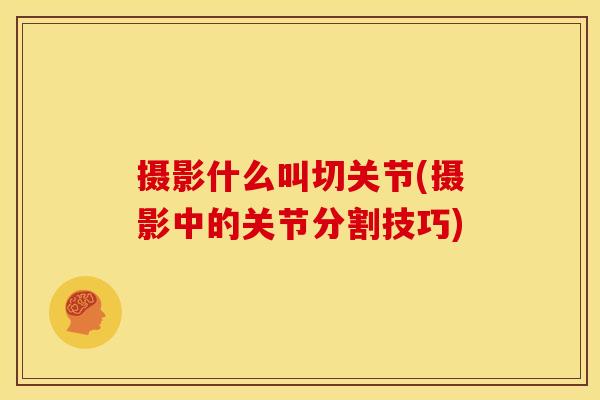 摄影什么叫切关节(摄影中的关节分割技巧)