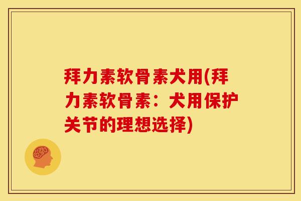 拜力素软骨素犬用(拜力素软骨素：犬用保护关节的理想选择)