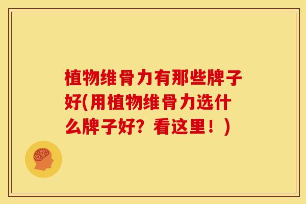 植物维骨力有那些牌子好(用植物维骨力选什么牌子好？看这里！)