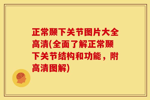 正常颞下关节图片大全高清(全面了解正常颞下关节结构和功能，附高清图解)