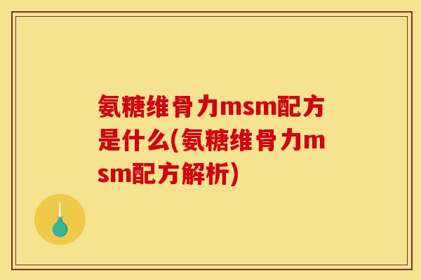 氨糖维骨力msm配方是什么(氨糖维骨力msm配方解析) 氨糖维骨力msm配方是什么(氨糖维骨力msm配方解析)