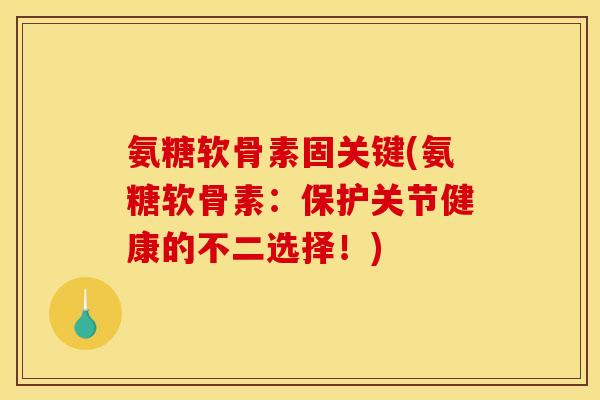 氨糖软骨素固关键(氨糖软骨素：保护关节健康的不二选择！)