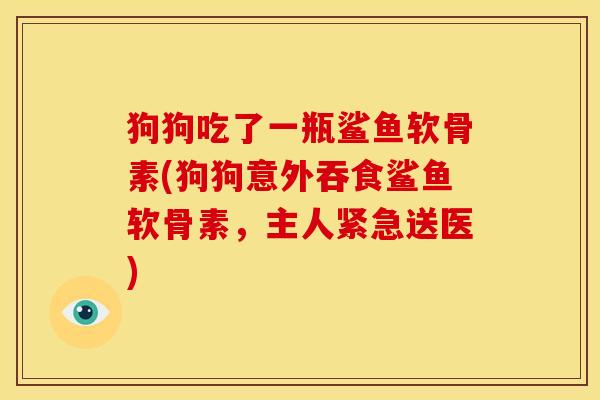 狗狗吃了一瓶鲨鱼软骨素(狗狗意外吞食鲨鱼软骨素，主人紧急送医)