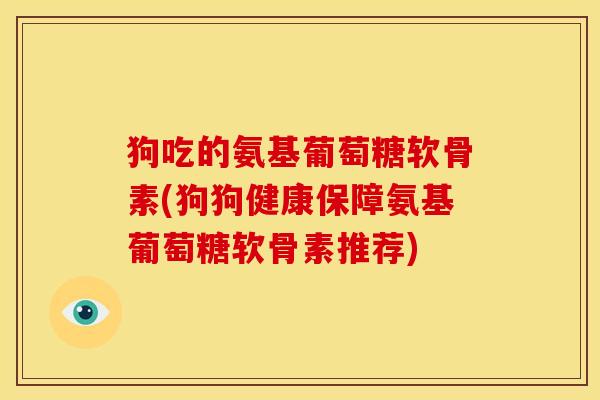 狗吃的氨基葡萄糖软骨素(狗狗健康保障氨基葡萄糖软骨素推荐)