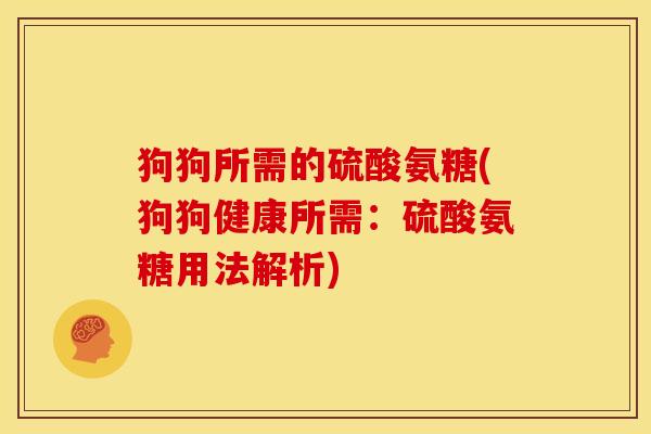 狗狗所需的硫酸氨糖(狗狗健康所需：硫酸氨糖用法解析)