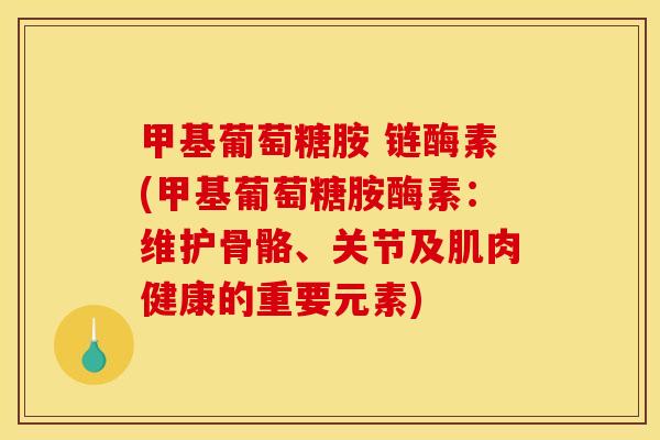 甲基葡萄糖胺 链酶素(甲基葡萄糖胺酶素：维护骨骼、关节及肌肉健康的重要元素)