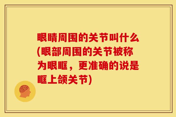 眼睛周围的关节叫什么(眼部周围的关节被称为眼眶，更准确的说是眶上颌关节)