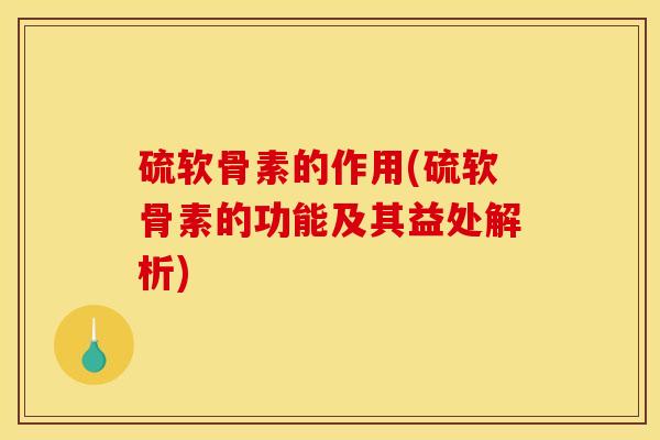 硫软骨素的作用(硫软骨素的功能及其益处解析)