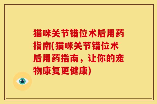 猫咪关节错位术后用药指南(猫咪关节错位术后用药指南，让你的宠物康复更健康)
