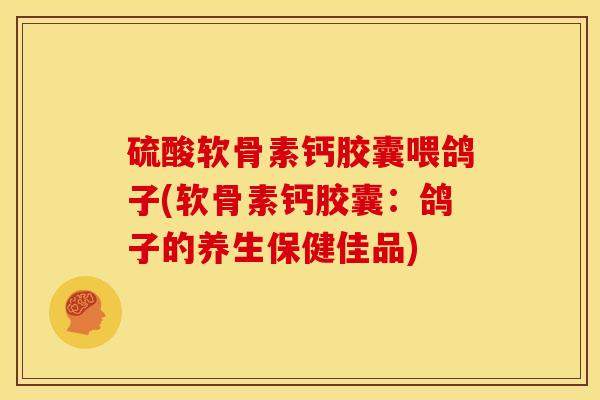 硫酸软骨素钙胶囊喂鸽子(软骨素钙胶囊：鸽子的养生保健佳品)