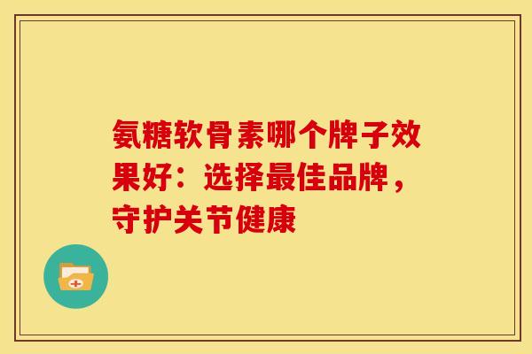 氨糖软骨素哪个牌子效果好：选择最佳品牌，守护关节健康