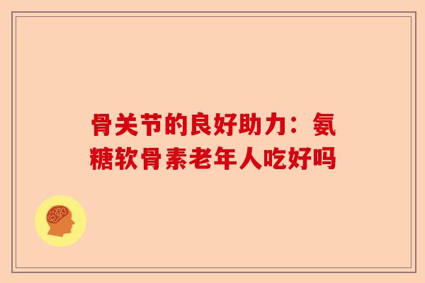 骨关节的良好助力：氨糖软骨素老年人吃好吗