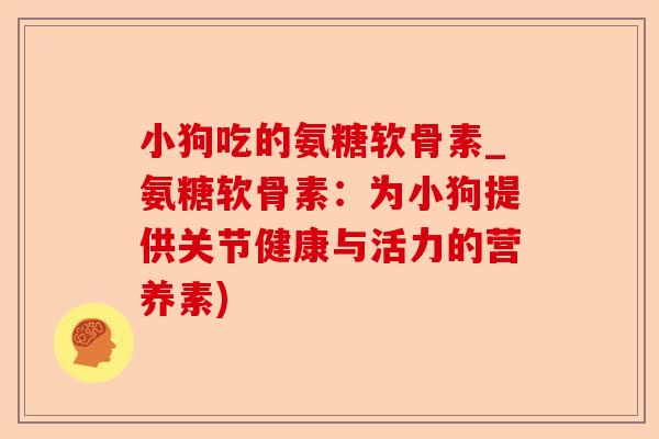 小狗吃的氨糖软骨素_氨糖软骨素：为小狗提供关节健康与活力的营养素)