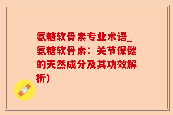 氨糖软骨素专业术语_氨糖软骨素：关节保健的天然成分及其功效解析)