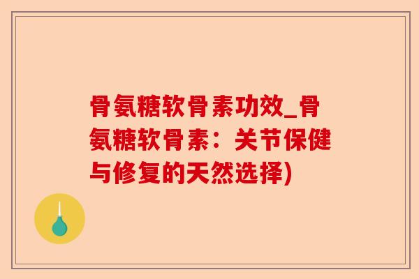 骨氨糖软骨素功效_骨氨糖软骨素：关节保健与修复的天然选择)
