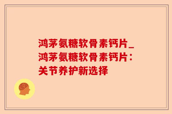 鸿茅氨糖软骨素钙片_鸿茅氨糖软骨素钙片：关节养护新选择