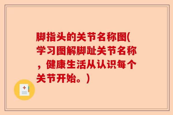 脚指头的关节名称图(学习图解脚趾关节名称，健康生活从认识每个关节开始。)