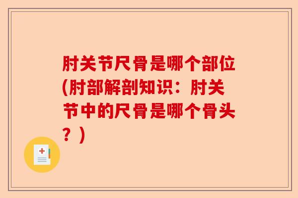 肘关节尺骨是哪个部位(肘部解剖知识：肘关节中的尺骨是哪个骨头？)