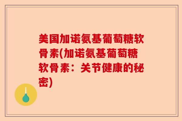 美国加诺氨基葡萄糖软骨素(加诺氨基葡萄糖软骨素：关节健康的秘密)