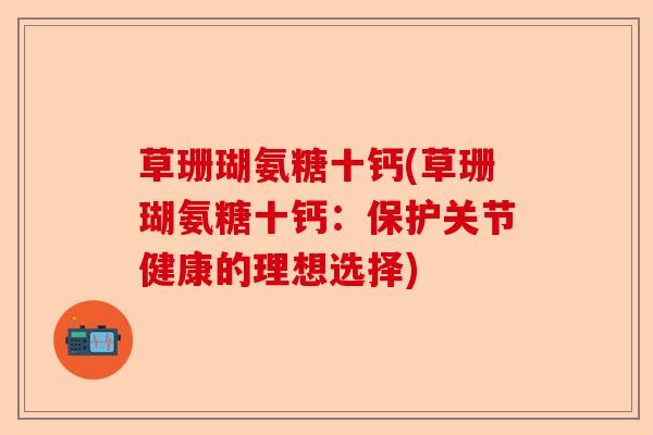 草珊瑚氨糖十钙(草珊瑚氨糖十钙：保护关节健康的理想选择)