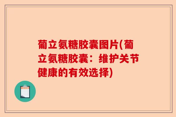葡立氨糖胶囊图片(葡立氨糖胶囊：维护关节健康的有效选择)