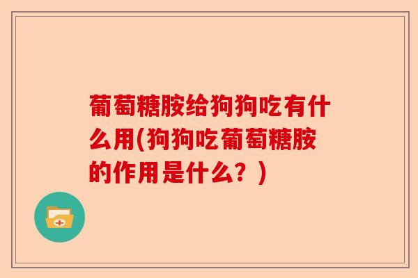 葡萄糖胺给狗狗吃有什么用(狗狗吃葡萄糖胺的作用是什么？)
