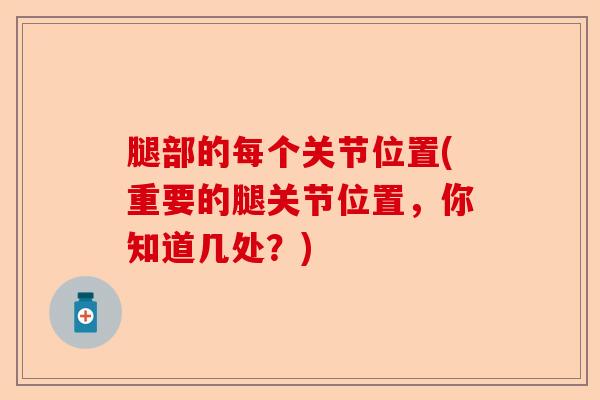 腿部的每个关节位置(重要的腿关节位置，你知道几处？)