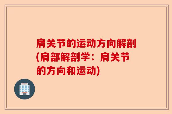 肩关节的运动方向解剖(肩部解剖学：肩关节的方向和运动)