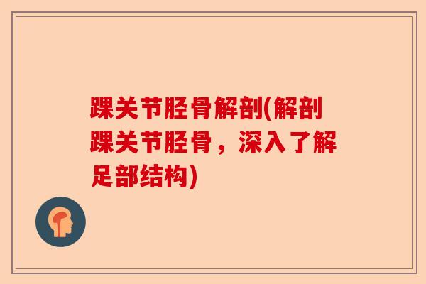 踝关节胫骨解剖(解剖踝关节胫骨，深入了解足部结构)