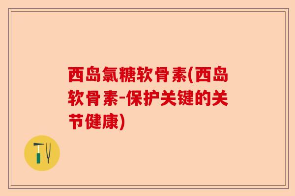 西岛氯糖软骨素(西岛软骨素-保护关键的关节健康)