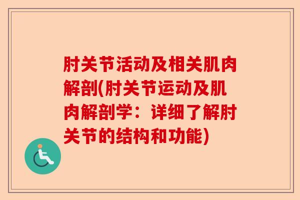 肘关节活动及相关肌肉解剖(肘关节运动及肌肉解剖学：详细了解肘关节的结构和功能)