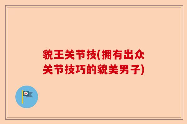 貌王关节技(拥有出众关节技巧的貌美男子) 貌王关节技(拥有出众关节技巧的貌美男子)