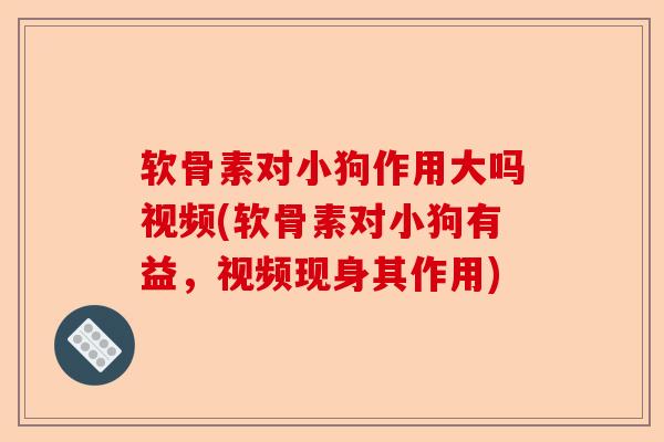 软骨素对小狗作用大吗视频(软骨素对小狗有益，视频现身其作用)