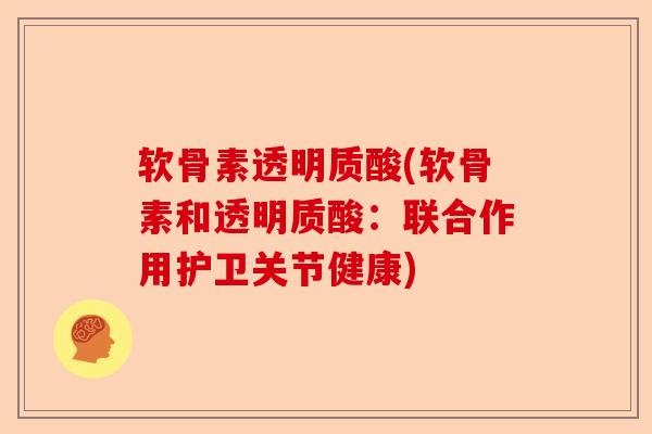 软骨素透明质酸(软骨素和透明质酸:联合作用护卫关节健康) 软骨素透明质酸(软骨素和透明质酸:联合作用护卫关节健康)