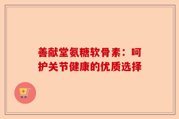 善献堂氨糖软骨素：呵护关节健康的优质选择