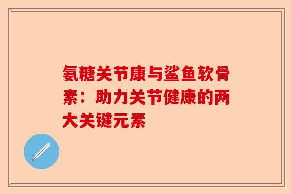 氨糖关节康与鲨鱼软骨素：助力关节健康的两大关键元素
