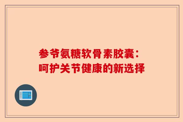 参爷氨糖软骨素胶囊:呵护关节健康的新选择 参爷氨糖软骨素胶囊:呵护关节健康的新选择