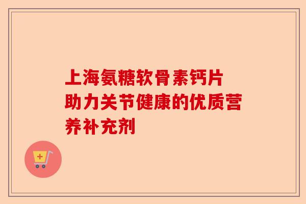 上海氨糖软骨素钙片 助力关节健康的优质营养补充剂