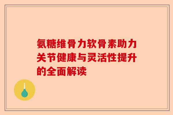 氨糖维骨力软骨素助力关节健康与灵活性提升的全面解读