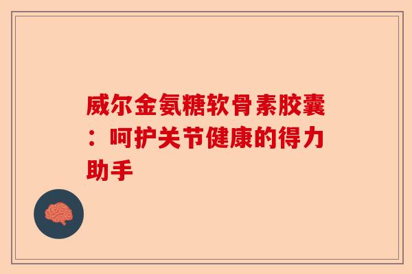 威尔金氨糖软骨素胶囊:呵护关节健康的得力助手 威尔金氨糖软骨素胶囊:呵护关节健康的得力助手