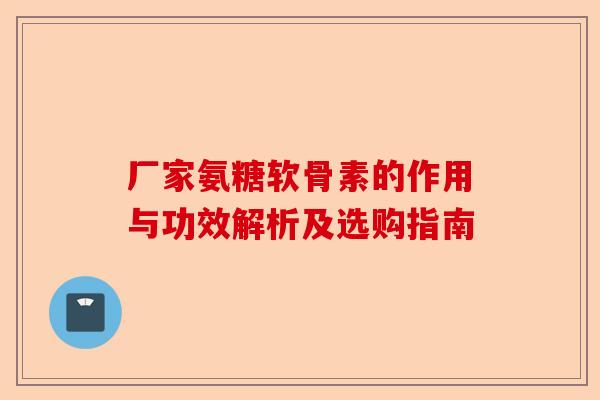 厂家氨糖软骨素的作用与功效解析及选购指南