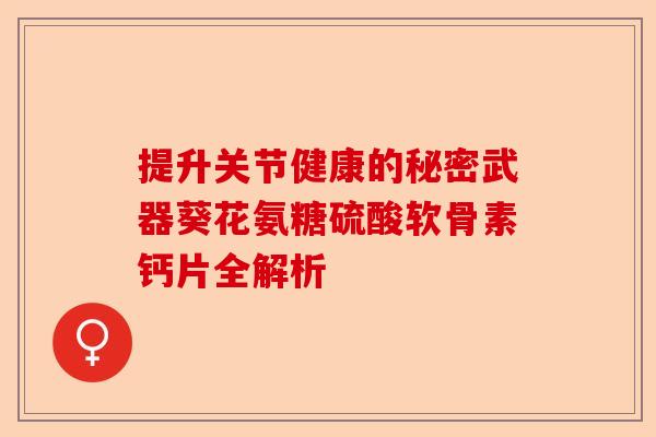 提升关节健康的秘密武器葵花氨糖硫酸软骨素钙片全解析