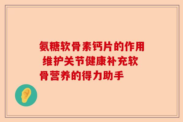 氨糖软骨素钙片的作用 维护关节健康补充软骨营养的得力助手