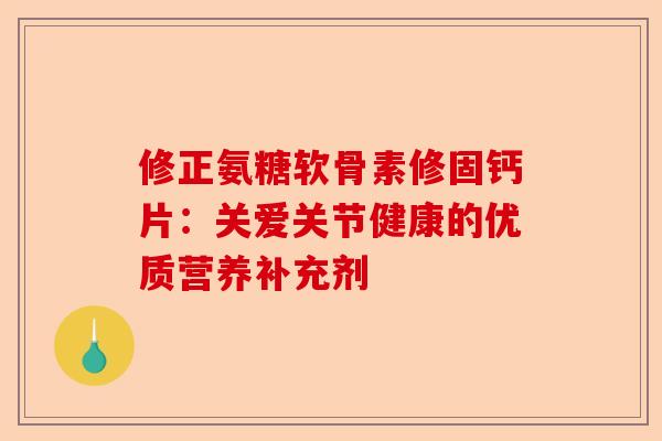 修正氨糖软骨素修固钙片：关爱关节健康的优质营养补充剂